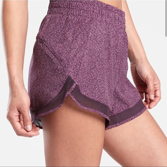 ATHLETA Printed Mesh Racer Run Short 4” Extra Extra Small Purple XXS Gym Fitness - Picture 2 of 12